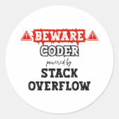 Coder mit Stack-Überlauf | Programmierung Runder Aufkleber (Vorderseite)