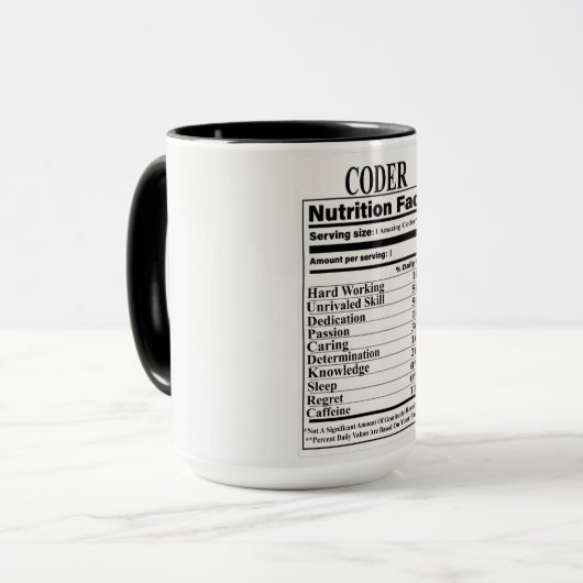 Coder Nutrition Fakten Tasse (Vorderseite Links)