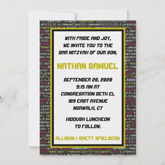 Coder Party Bar Mitzvah Einladung (Vorderseite)