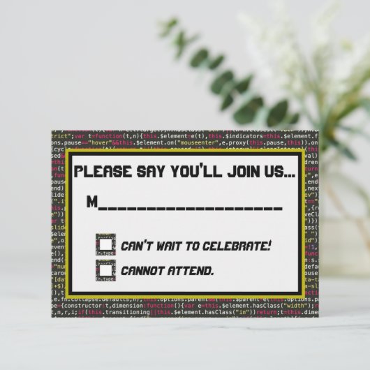 Coder-Party-RSVP-Karte Einladung (Stehend Vorderseite)