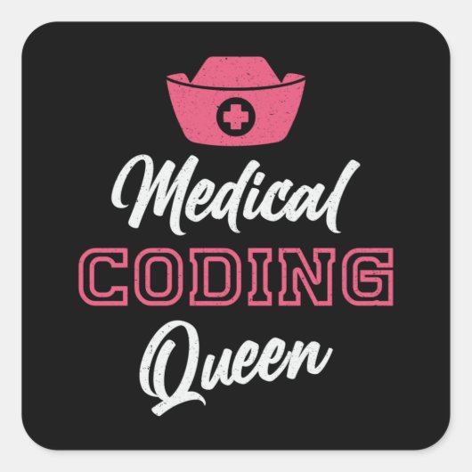 Coder Queen Coding ICD Programmer Coder Quadratischer Aufkleber (Vorderseite)