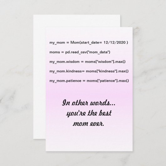 Coder's Worte - Sie sind die beste Mama Dankeskarte (Vorne/Hinten)