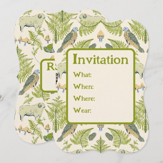 Codescore Ästhetische Grüne Britische Wildtiere Einladung (Vorne/Hinten)