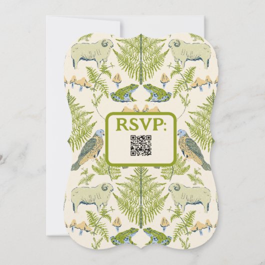 Codescore Ästhetische Grüne Britische Wildtiere Einladung (Rückseite)