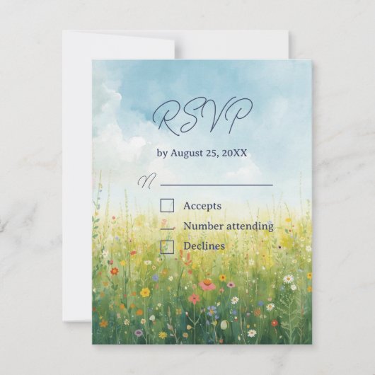 Codescore Meadow Floral QR Code Hochzeit RSVP Karte (Vorderseite)