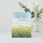 Codescore Meadow Floral QR Code Hochzeit RSVP Karte (Stehend Vorderseite)