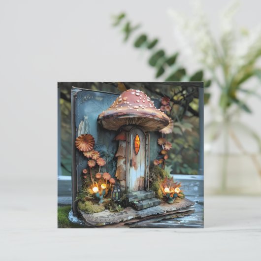 Codescore Mushroom Blue Book Journal Scrapbook Einladung (Stehend Vorderseite)