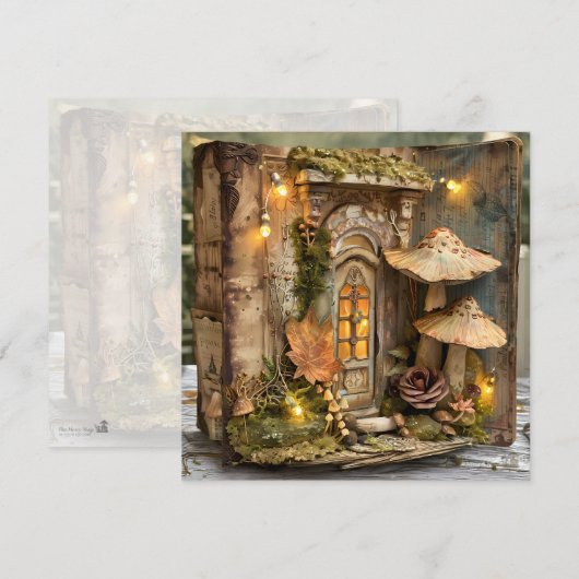 Codescore Mushroom Book Fall Scrapbook Journal Einladung (Vorne/Hinten)