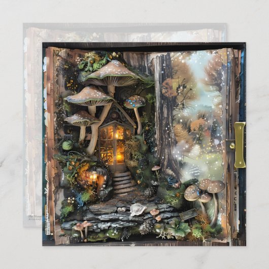 Codescore Mushroom Book Fall Scrapbook Journal Einladung (Vorne/Hinten)