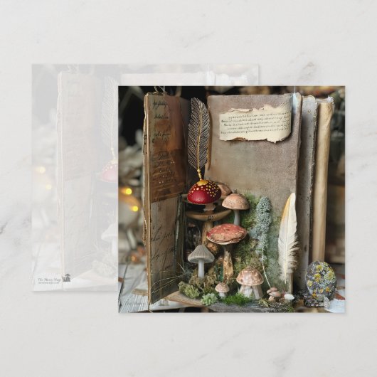 Codescore Mushroom Book Mossy Scrapbook Journal Einladung (Vorne/Hinten)