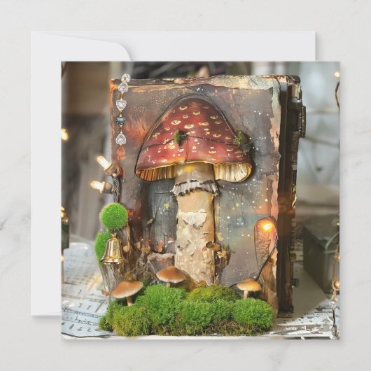 Codescore Mushroom Book Mossy Scrapbook Journal Einladung (Vorderseite)