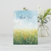Codescore Wasserfarbenwiese Floral Vielen Dank Dankeskarte (Stehend Vorderseite)