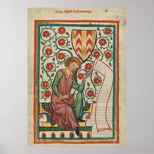 Codex Manesse Graf Rudolf von Neuenburg Poster (Vorne)