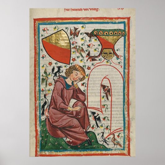 Codex Manesse Herr Heinrich von Veldeke Poster (Vorne)