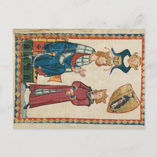 Codex Manesse - König Tyro von Schotten Postkarte (Vorderseite)