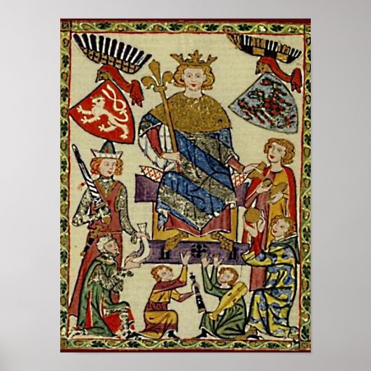 Codex Manesse - König Wenzel von Böhmen Poster (Vorne)