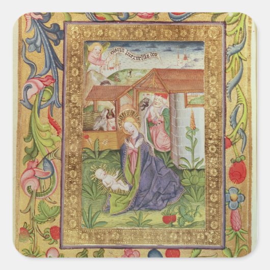 Codex Ser Nov 2599 f. 39v Die Geburt Christi Quadratischer Aufkleber (Vorderseite)