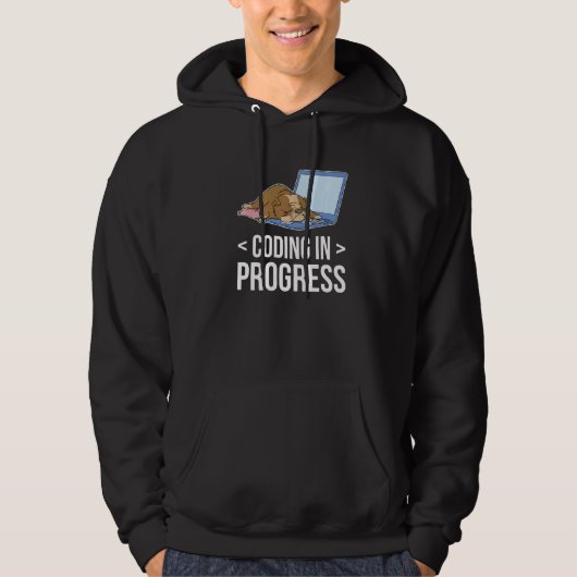 Codieren im laufenden Computer-Nerd des Programmie Hoodie (Vorderseite)