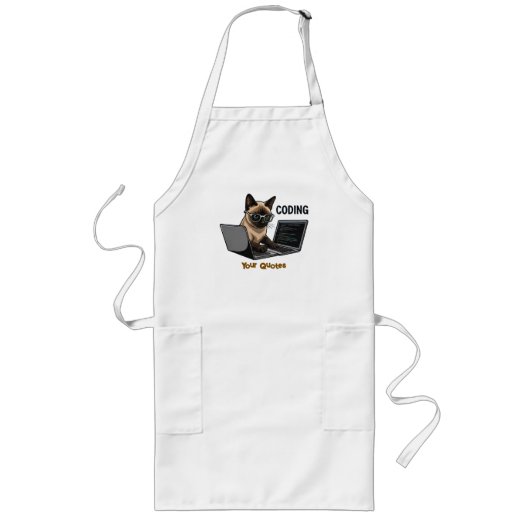 Codierende siamesische Katzen-Cartoonfigur Lange Schürze (Vorne)