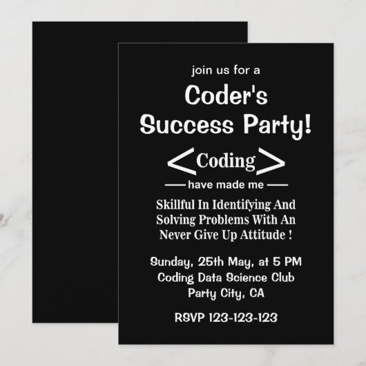 Codierer Programmierer Entwickler Coder Einladung (Vorne/Hinten)