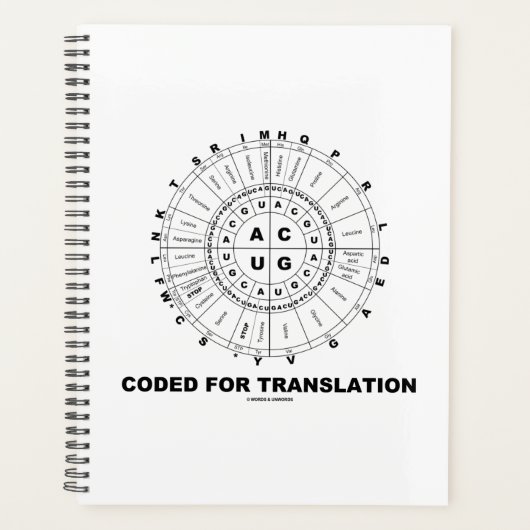 Codiert für Translation RNA Codon Wheel Geek Spaß Planer (Vorderseite)