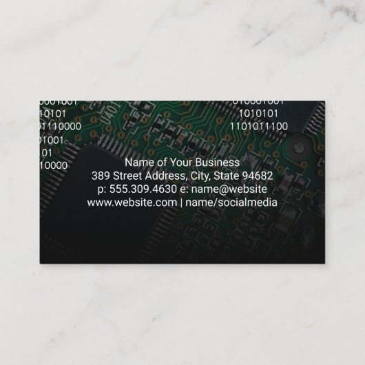 Codierung | Computer-Mikrochip-Prozessor Visitenkarte (Rückseite)