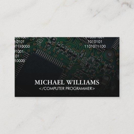 Codierung | Computer-Mikrochip-Prozessor Visitenkarte (Vorderseite)