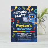 Coding Birthday Party Einladung für Kinder (Stehend Vorderseite)