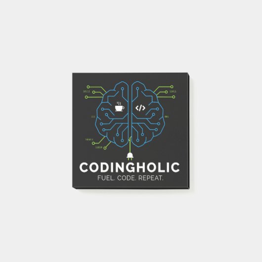 Coding Brain Reminder Sticky Notes Post-it Klebezettel (Vorderseite)