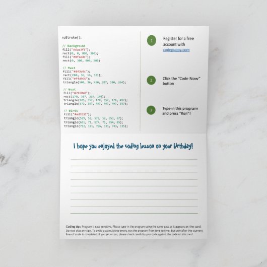 Coding Card for Kids (JavaScript innen) Dankeskarte (Innenseite)