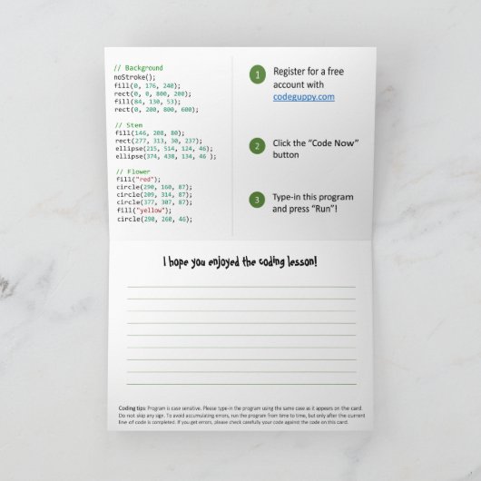 Coding Card for Kids (JavaScript innen) Dankeskarte (Innenseite)