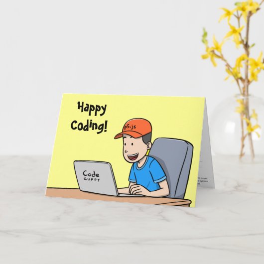 Coding Card for Kids (JavaScript innen) Karte (Gelbe Blume)