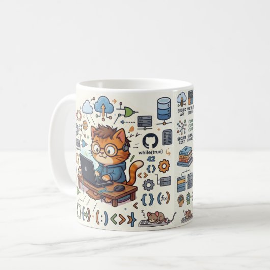 Coding Cat Entwickler Tasse (Vorderseite Links)