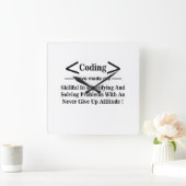 Coding Coder Developer Programmer Coding Quadratische Wanduhr (Zuhause)