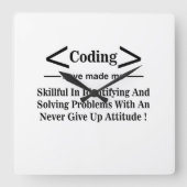 Coding Coder Developer Programmer Coding Quadratische Wanduhr (Vorderseite)