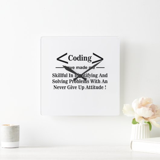 Coding Coder Entwickler Programmierer Coding Quadratische Wanduhr (Zuhause)