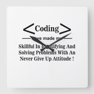 Coding Coder Entwickler Programmierer Coding Quadratische Wanduhr