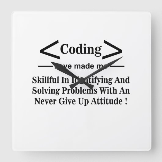 Coding Coder Entwickler Programmierer Coding Quadratische Wanduhr (Vorderseite)