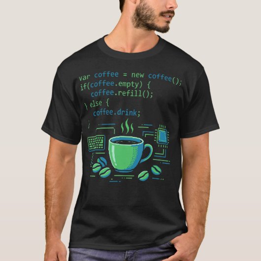 Coding Coffee Drink Programm Softwareentwickler T-Shirt (Vorderseite)