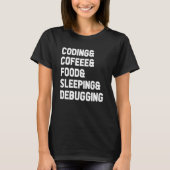 Coding Coffee Sleeping Debbug Programmer C T-Shirt (Vorderseite)