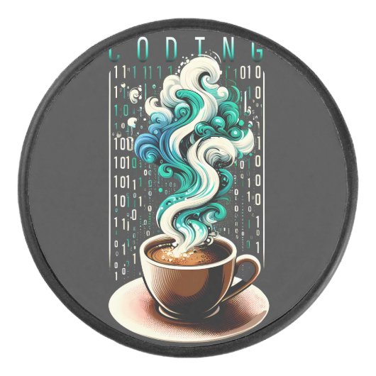 Coding & Coffee: Technischer Enthusiast's Dream Ar Eishockey Puck (Vorderseite)