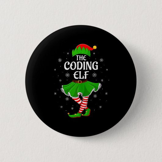 Coding Elf Christmas Family Girls Women Elf Squad Button (Vorderseite)