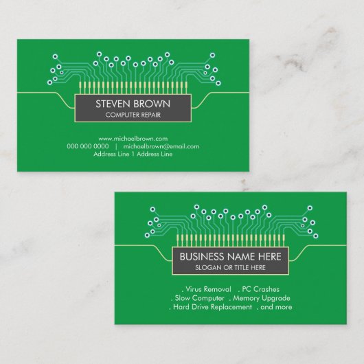 Coding für Computer Green Science Circuit Board Visitenkarte (Vorne/Hinten)