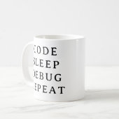 Coding-Gift-Tasse - Codeausgabe-Debuggen Wiederhol Kaffeetasse (Vorderseite Links)