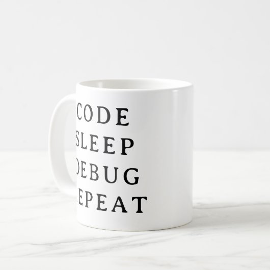 Coding-Gift-Tasse - Codeausgabe-Debuggen Wiederhol Kaffeetasse (Vorderseite Links)