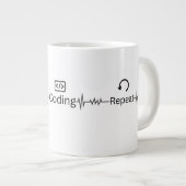 'Coding Heartbeat' Programmierer Jumbo Tasse (Vorderseite Rechts)