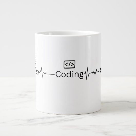 'Coding Heartbeat' Programmierer Jumbo Tasse (Vorderseite)