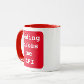 "Coding macht mich API" Funny (Red Background) Tas Tasse (Vorderseite Links)