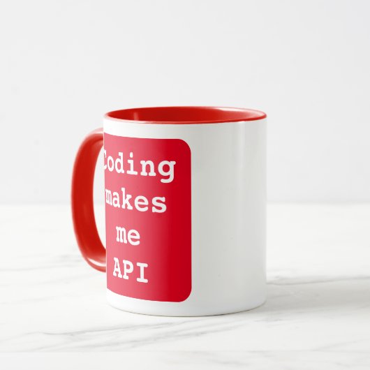 "Coding macht mich API" Funny (Red Background) Tas Tasse (Vorderseite Links)