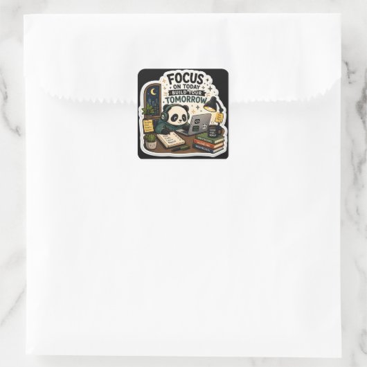 Coding Panda Aufkleber | Konzentriere dich auf Heu (Tasche)